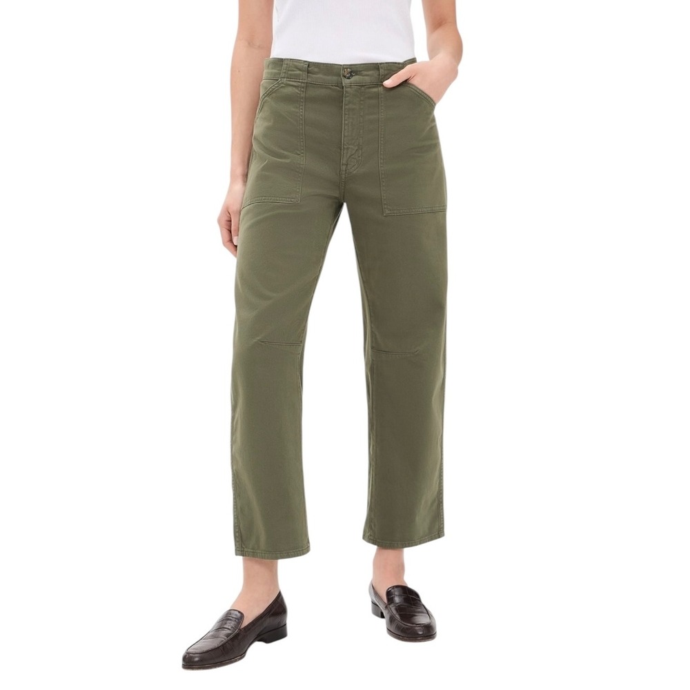 Madewell Darted Barrel-Leg Pant Womens 30S Olive Green New High Rise Utility